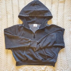 Charcoal Half-Zip Hooded Sweatshirt Womens Top Notch Boutique Size XL